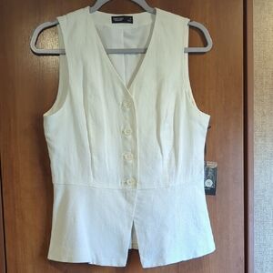 Simply Vera Wang Modern White Linen Sleeveless Top